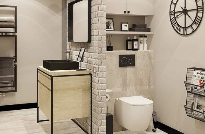 Une salle de bain industrielle, mais toujours lumineuse 