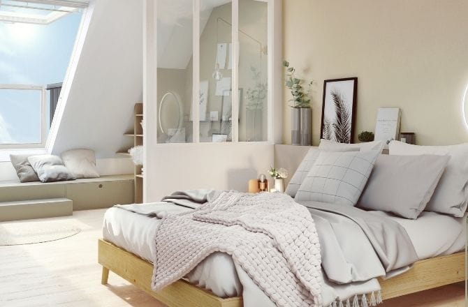 Idée 9 : Des combles aménagés en chambre style scandinave 