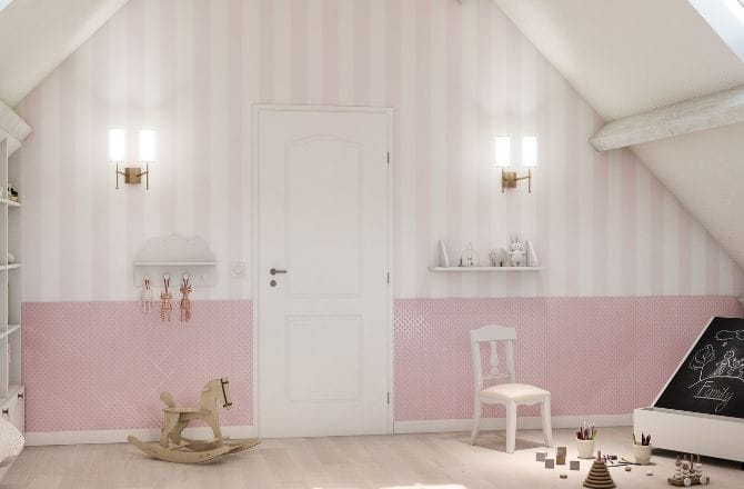 Idée 3 : Des combles aménagés en chambre pour petite fille 