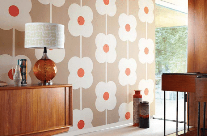papier-peint 70's motif floral