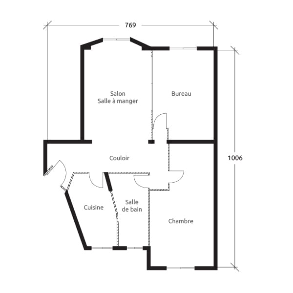 Rénovation d'un appartement de 56 m², vue apres