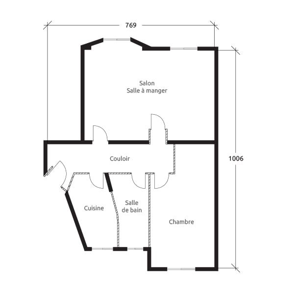 Rénovation d'un appartement de 56 m², vue avant