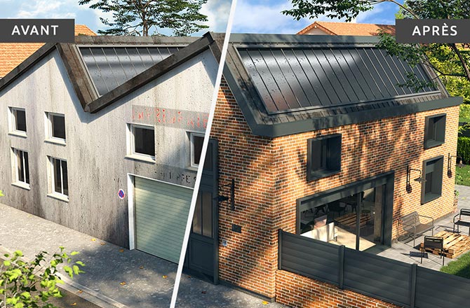 Une façade au parement en terre cuite et au style industriel