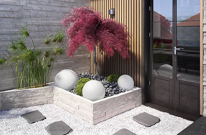 Un jardin zen sur la terrasse d’un immeuble