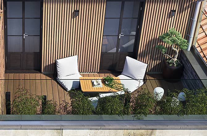 Un jardin de thé sur une terrasse zen