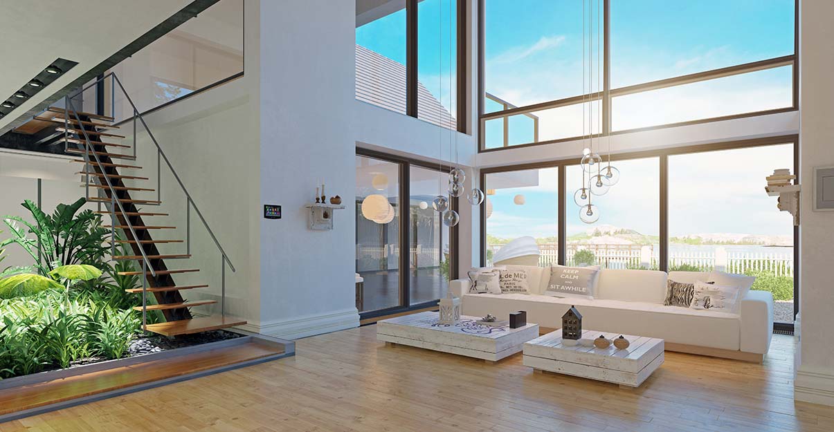 Un salon dans une maison contemporaine