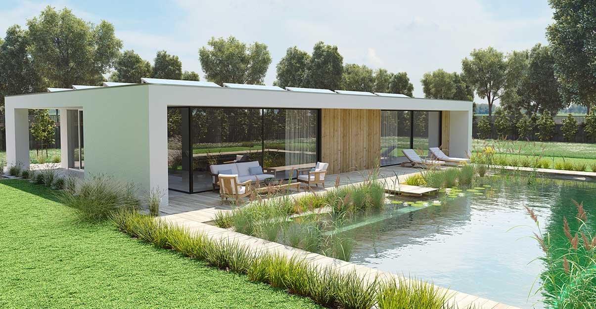 Une maison contemporaine avec piscine écologique
