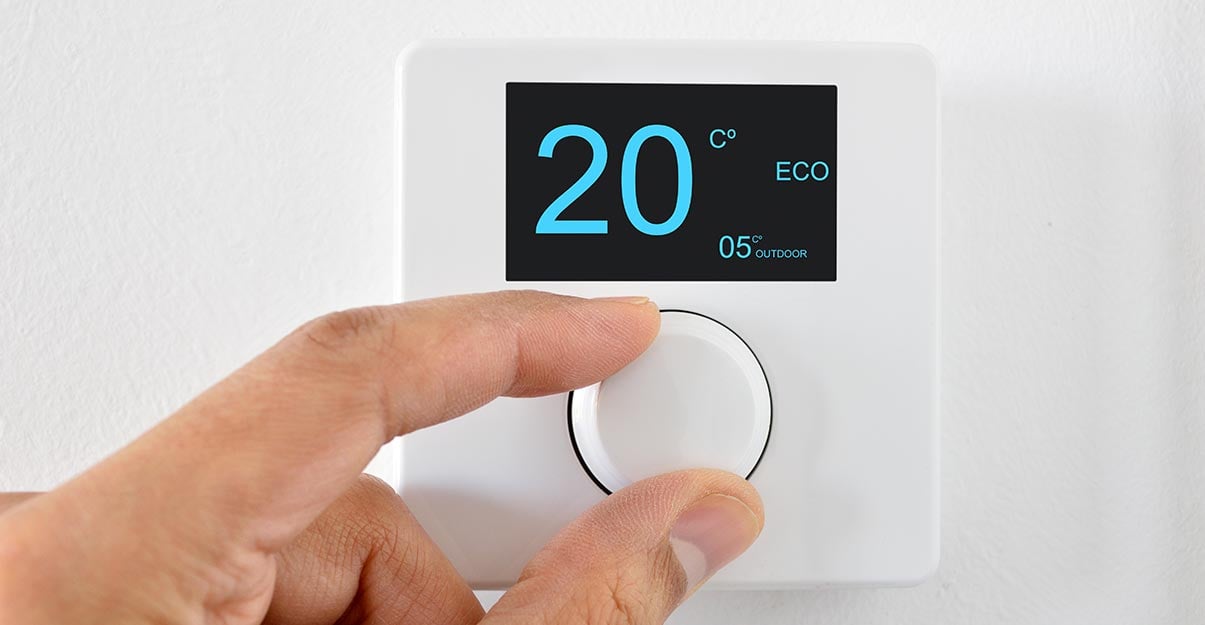 Un thermostat réglé à 20 degrés celcius