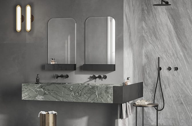 carrelage petits carreaux assorti pour recouvrir un lavabo