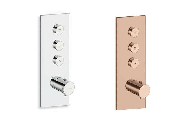 Façade robinetterie douche Thermo Twist Ondyna Chromé et Or rose