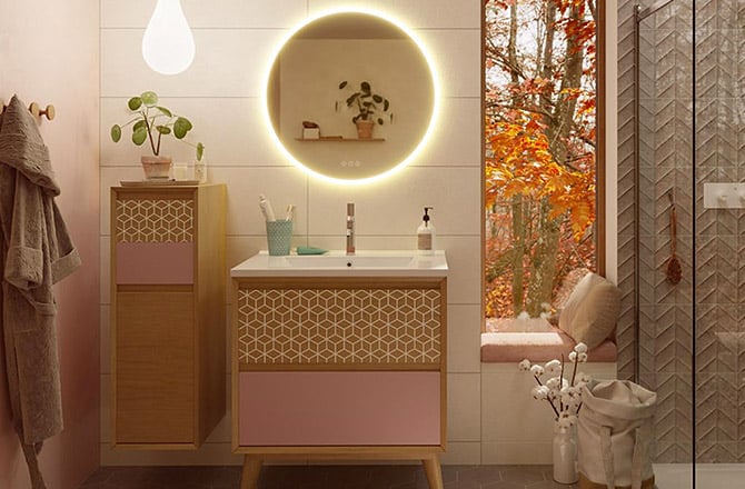 mobilier de la salle de bain nature