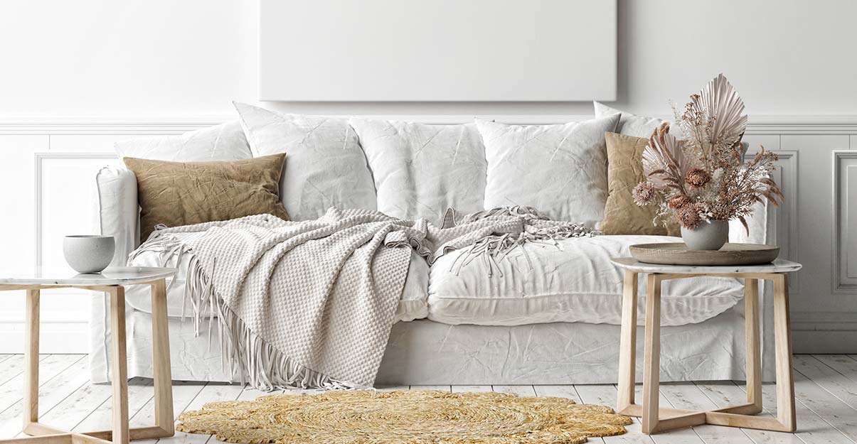 un salon au style scandinave avec mix bois et blanc