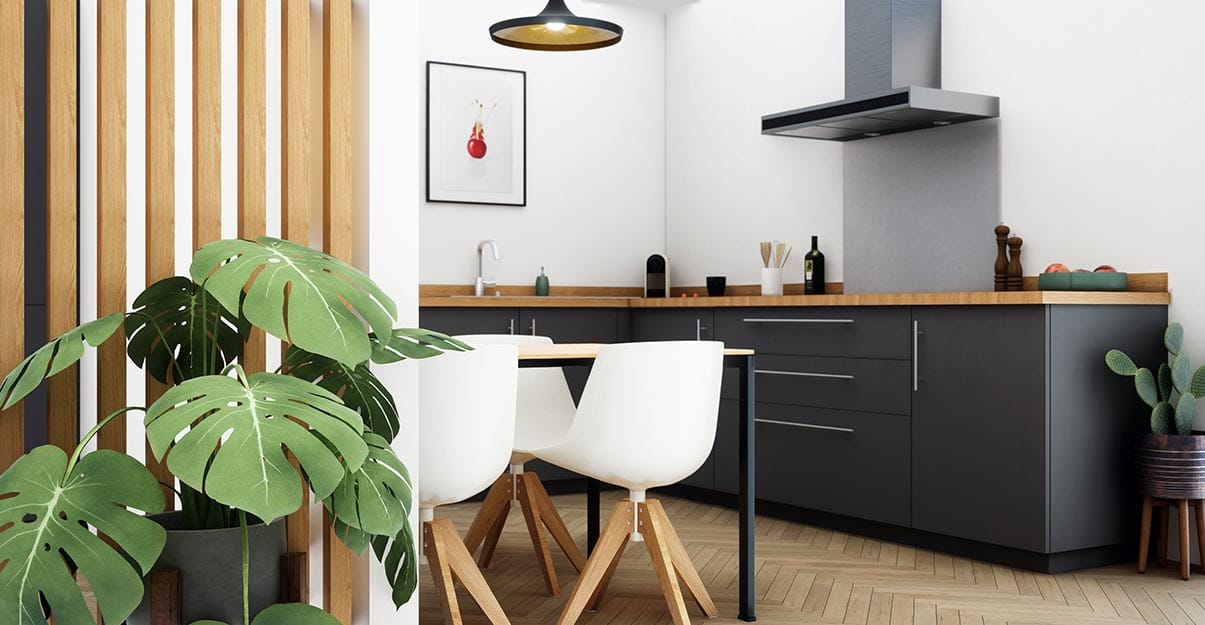 une cuisine au style contemporain avec claustra