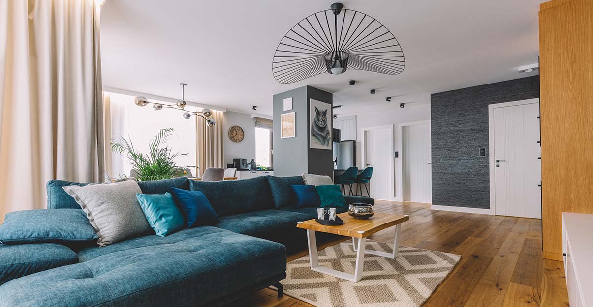 un salon au style contemporain en perspectives