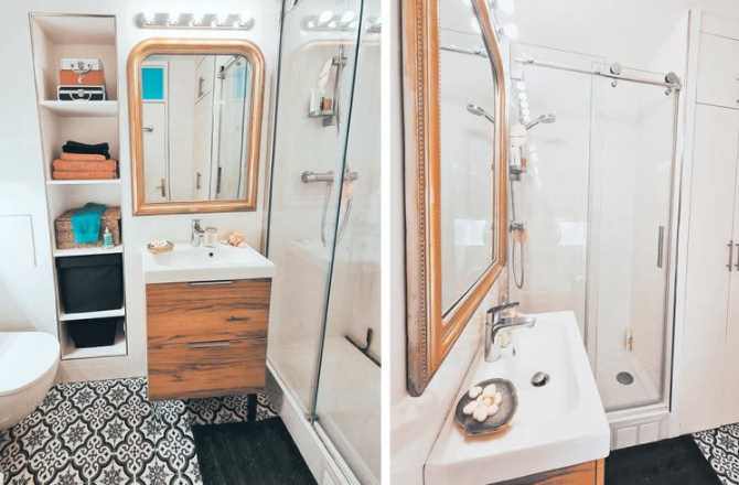 une petite salle de bain de 4 m² rénovée à Paris.