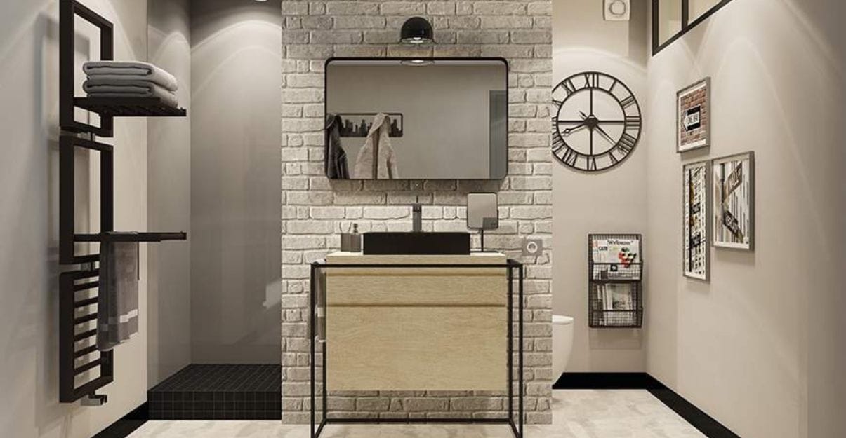 La salle de bain industrielle : luminosité dans une pièce sans fenêtre