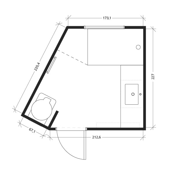 Plan après - Transformation d'une petite salle de bain nantaise