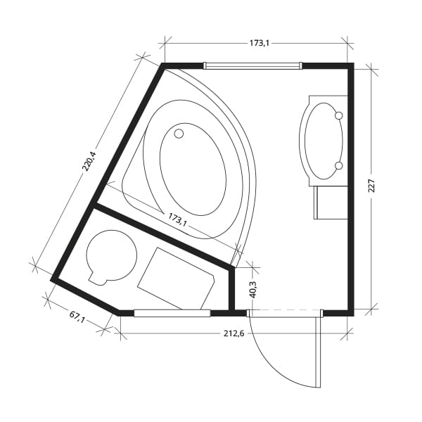 Plan avant - Transformation d'une petite salle de bain nantaise