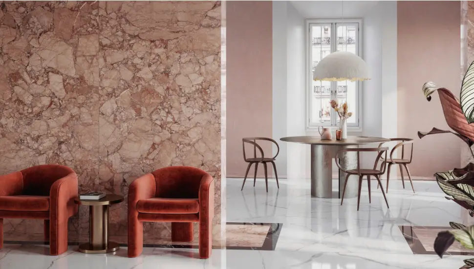 carrelage grand format rose