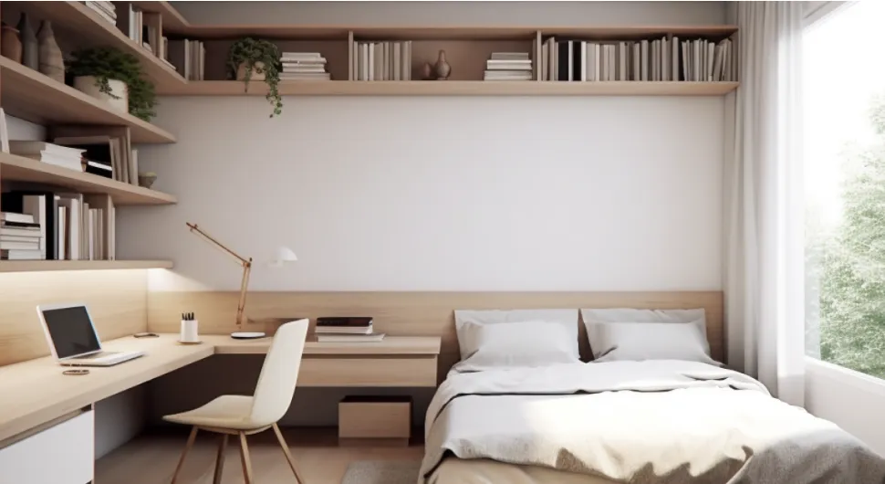 Couleurs et tons neutres dans une chambre étudiante