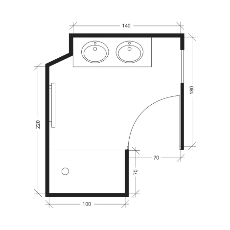 Une salle de bain de 4m² - Plan après