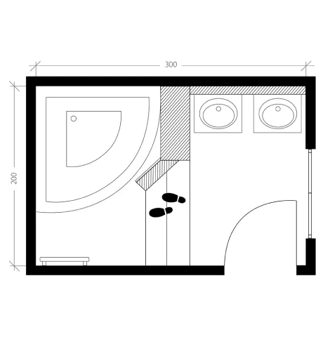 Salle de bain moderne, plan après
