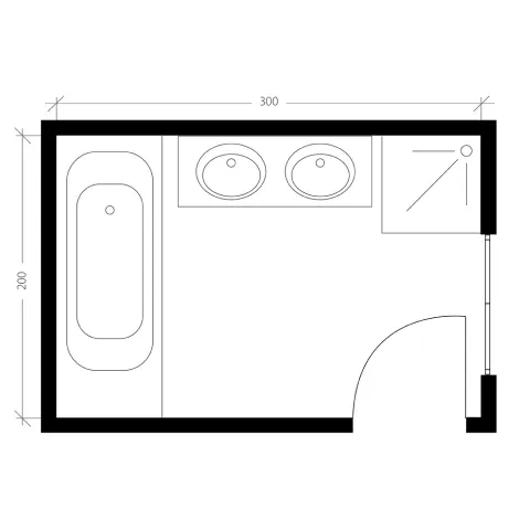 Salle de bain moderne, plan avant