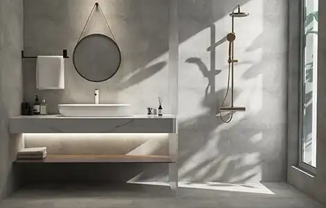 Revêtement mural de douche : le béton ciré