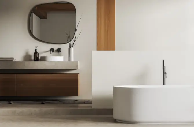 Salle de bain béton ciré : idéal en association de matériaux nobles