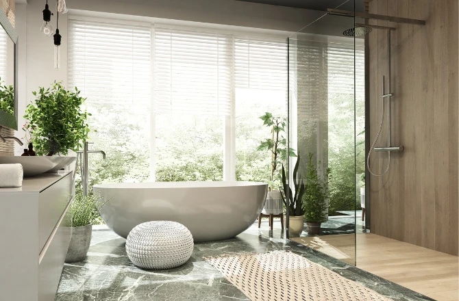 Mitigeur style scandinave ou zen chromé et discret.