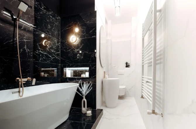 Salle de bain blanche et noire : top 10 des inspirations La Maison Saint-Gobain