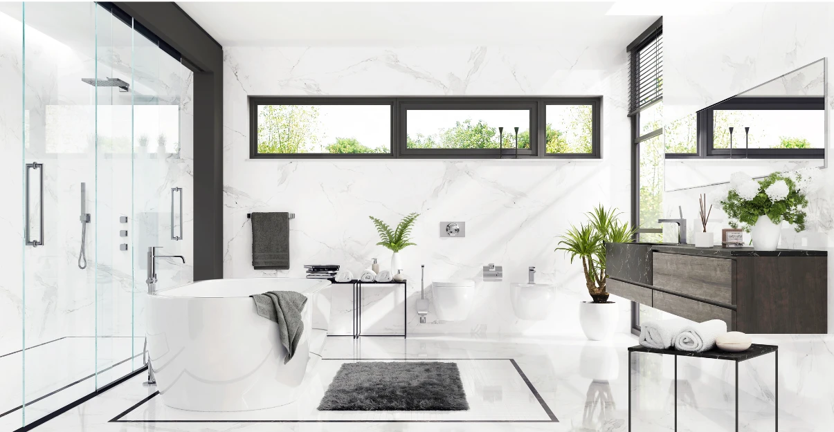 Salle de bain blanche et noire : top 10 des inspirations La Maison Saint-Gobain