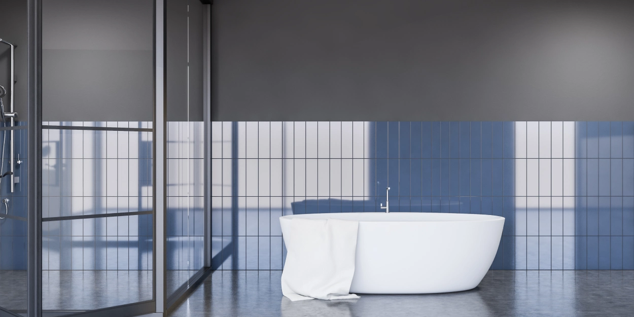 Salle de bain bleue : inspiration Blue Lines