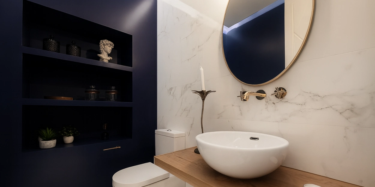 Salle de bain bleue : inspiration Éclat Indigo