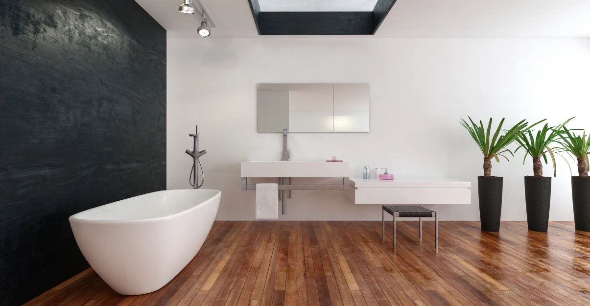 Salle de bain noire et bois : une bonne idée ?