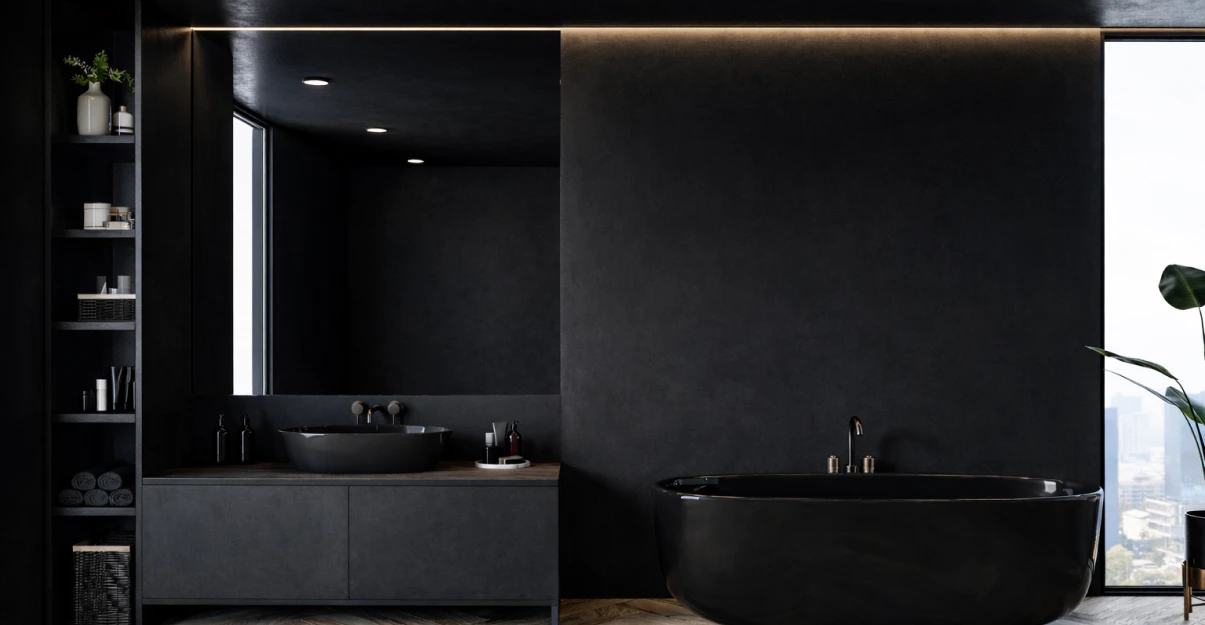 Salle de bain noire et bois : une bonne idée ?