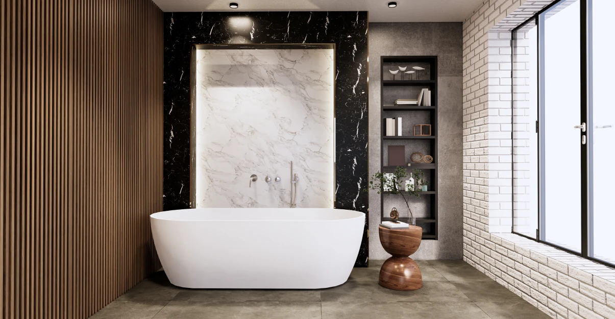 Salle de bain noire et bois : une bonne idée ?