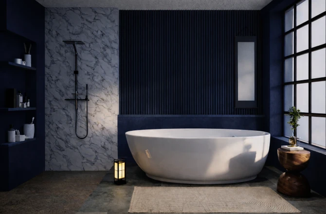 couleur salle de bain bleu nuit