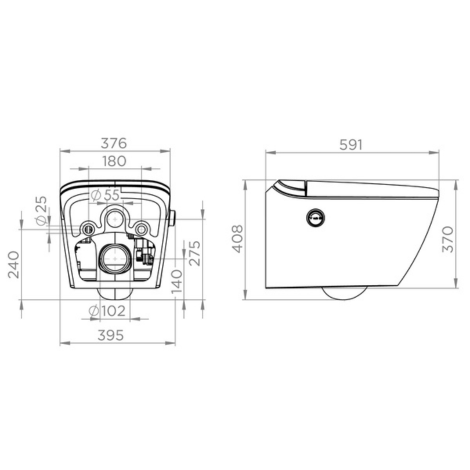WC suspendu moderne à douchette Saniwash