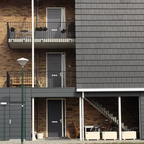 Collection de tuiles en bardage béton et terre cuite