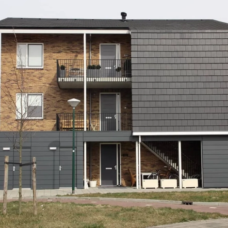 Collection de tuiles en bardage béton et terre cuite