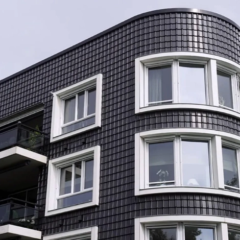 Collection de tuiles en bardage béton et terre cuite