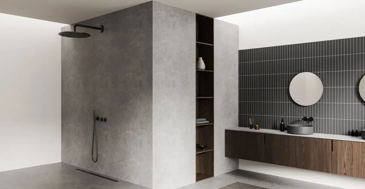 Salle de bain gris clair
