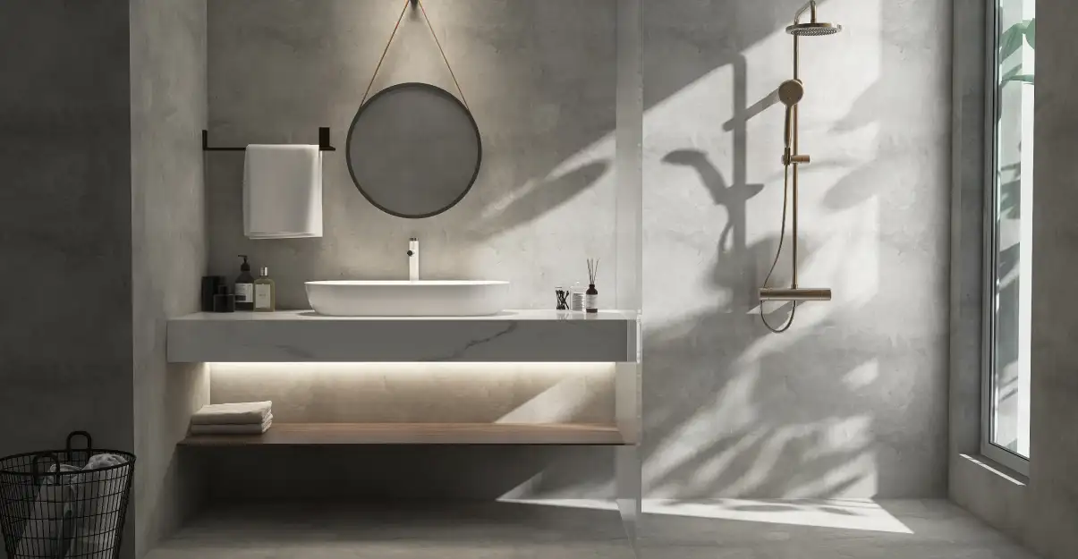 salle de bain effet industriel