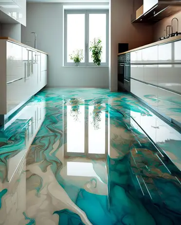 Sol en résine dans la cuisine