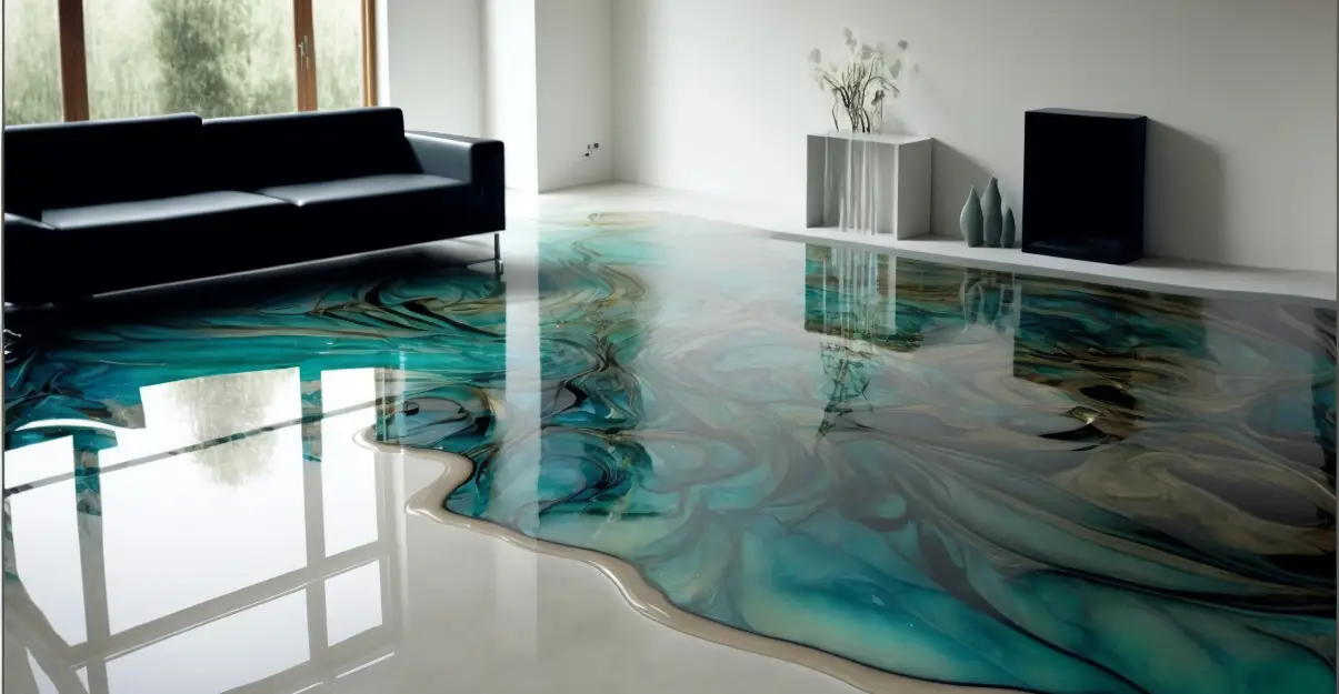 Sol époxy dans le salon