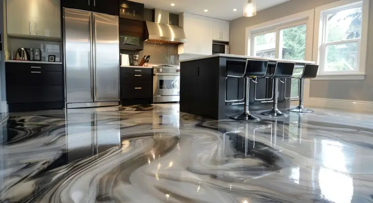 Sol en résine dans la cuisine