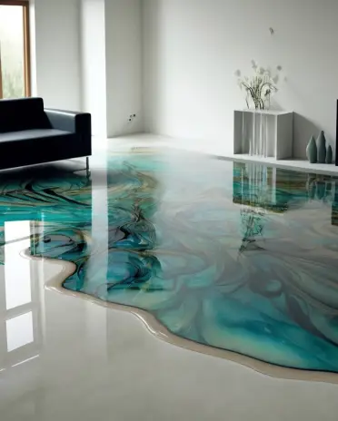 Sol en résine dans la cuisine