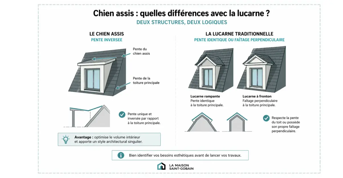Chien assis : quelles différences avec la lucarne