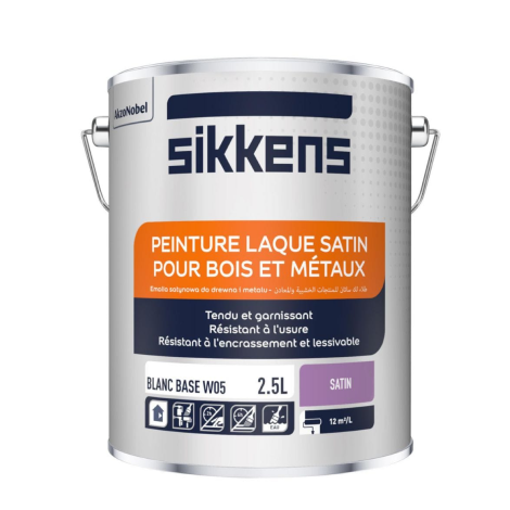 Peinture laque satin pour bois et métaux (2,5 L)